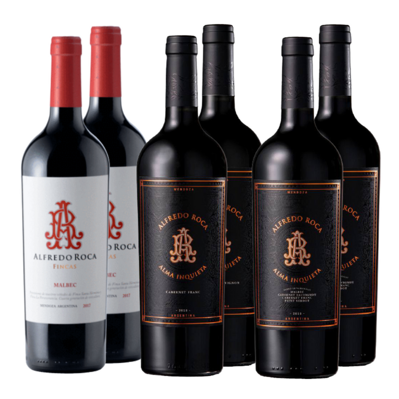 Caja Mixta - 2 Fincas Malbec - 2 Alma Inquieta Blend - 1 Alma Inquieta Cabernet Sauvignon - 1 Alma inquieta Cabernet Franc